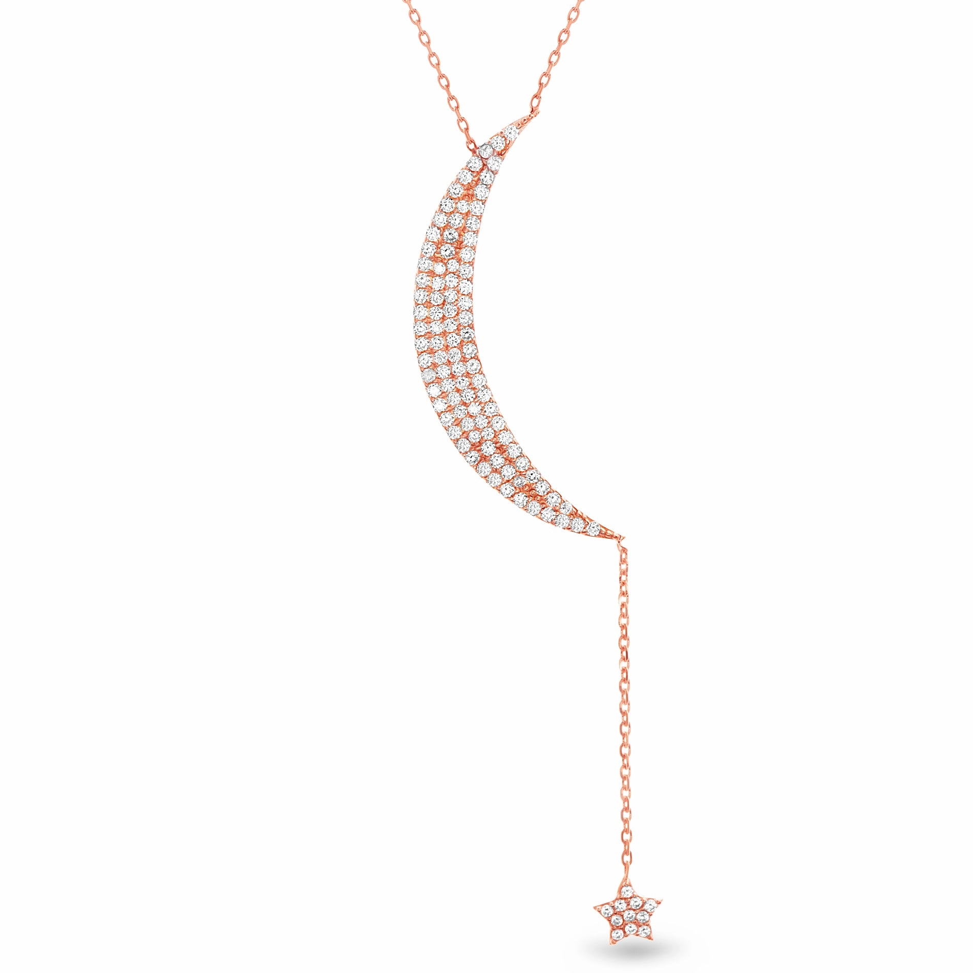 Lesa Michele Cubic Zirconia Sterling Silver Moon and Star Drop Necklace Mature Taste