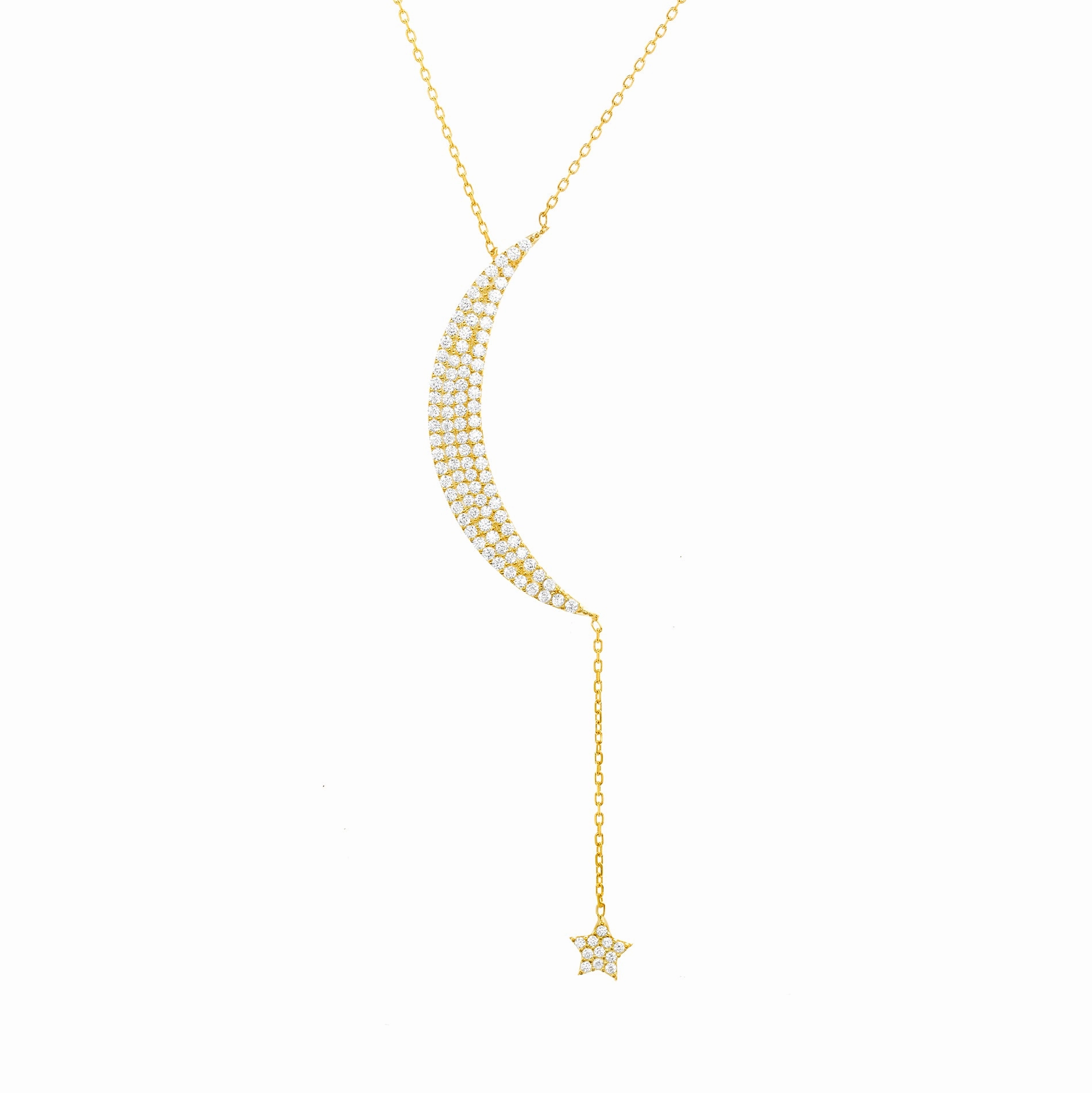 Lesa Michele Cubic Zirconia Sterling Silver Moon and Star Drop Necklace Easy Wear Item Artistic Spirit