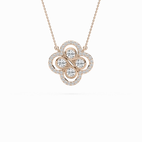 1 ? ctw Round Lab Grown Diamond Clover Pendant - 18 Inches Millennium Adornment Home Accent