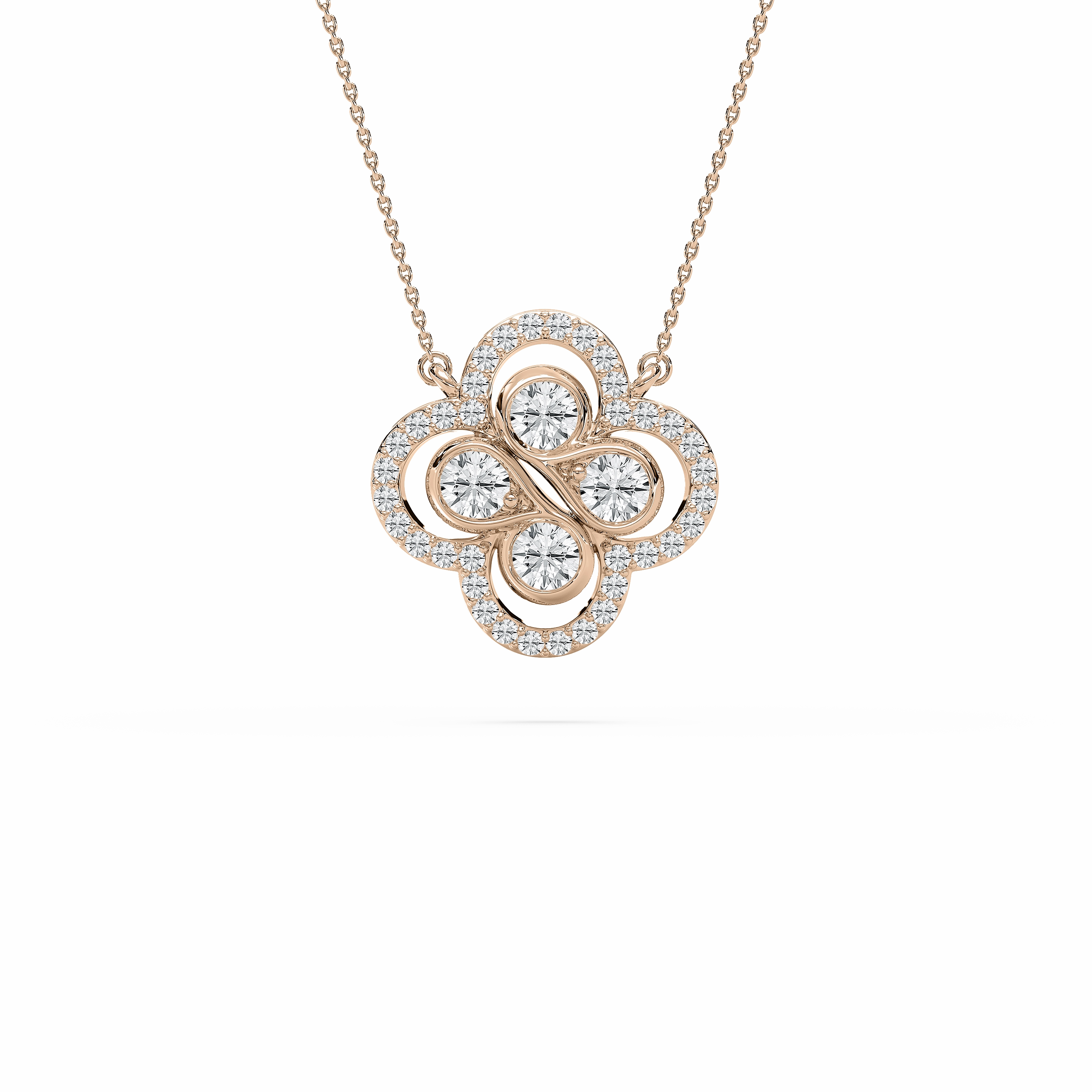 Beautiful Jewelry 1 ? ctw Round Lab Grown Diamond Clover Pendant - 18 Inches