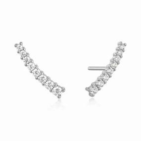 Silver Glam Crawler Stud Earrings Gleaming Detail
