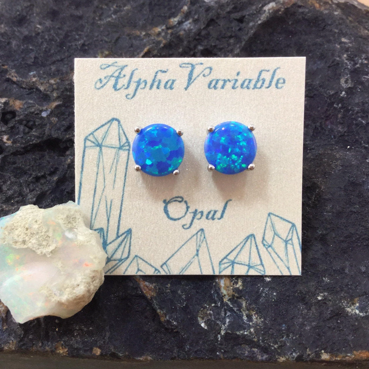 Metallic Embellishment Sophisticated Style Sterling Silver Opal Earrings