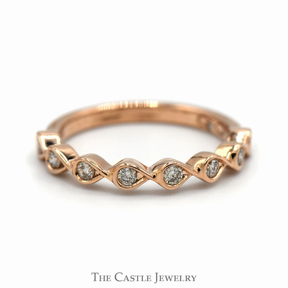 Durable Appearance Bezel Set Diamond Stackable Band in 14k Rose Gold