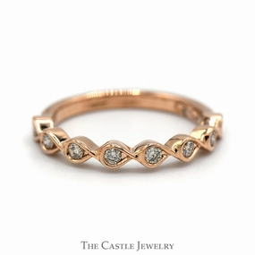 Durable Appearance Bezel Set Diamond Stackable Band in 14k Rose Gold