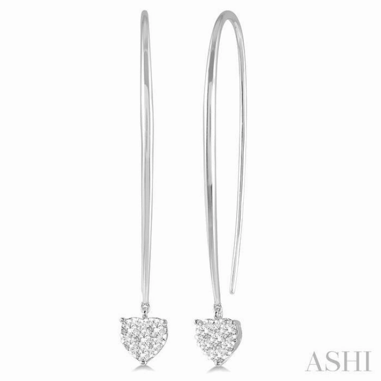 1/2 Ctw Heart Shape Lovebright Round Cut Diamond Earring in 14K White Gold Style Statement