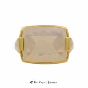 Designer Bvlgari Pillow Cut Albite Moonstone Metropolis Ring in 18K Yellow Gold Classic Trinket