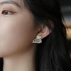 Clip on Earrings Dangling Jewelry Gold Earrings Rose Earring Jackets for Studs Fashionable Elegant Gorgeous Diamond Pearls Butterfly Earrings Earrings for Women Blue Tassel Earrings (A, One Size)