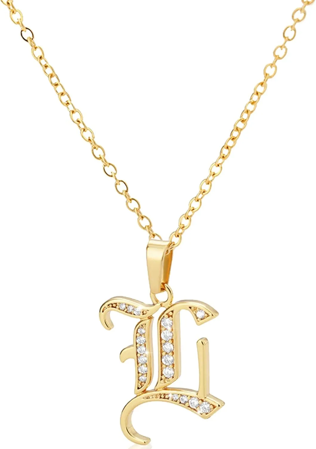 Collarbone Chain Sterlings Girls Necklace Pendant Necklace Silver Necklace Initial Letter and Initial (L, One Size)