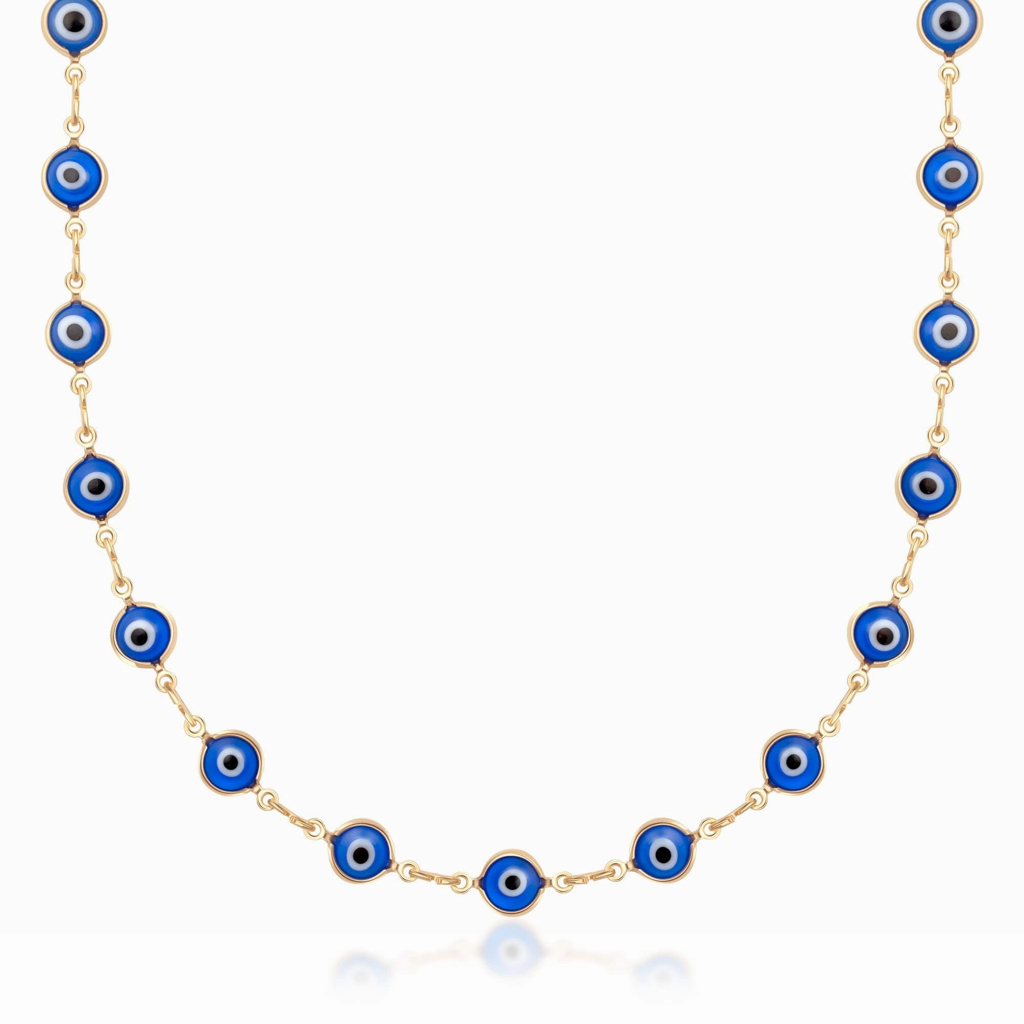 Gemmed Jewelry Retro Detail Barzel 18K Gold Plated Evil Eye Necklace - Made In Brazil