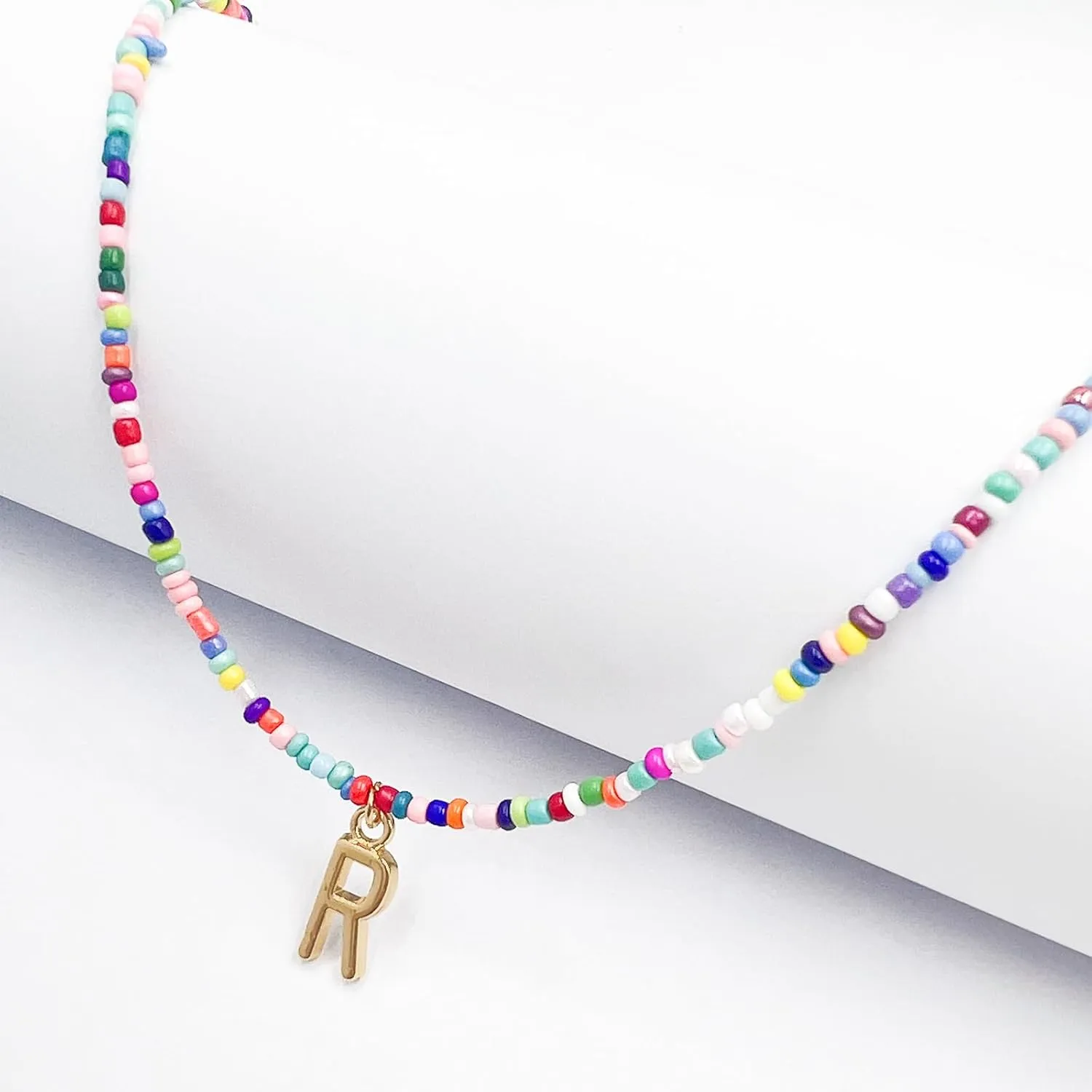 Colorful Beaded Initial Necklaces for Wowen Girls, Mother's Day Gifts for Mom from Daughter Son, Choker Necklace for Women, Gold Plated Name Letter Necklaces
