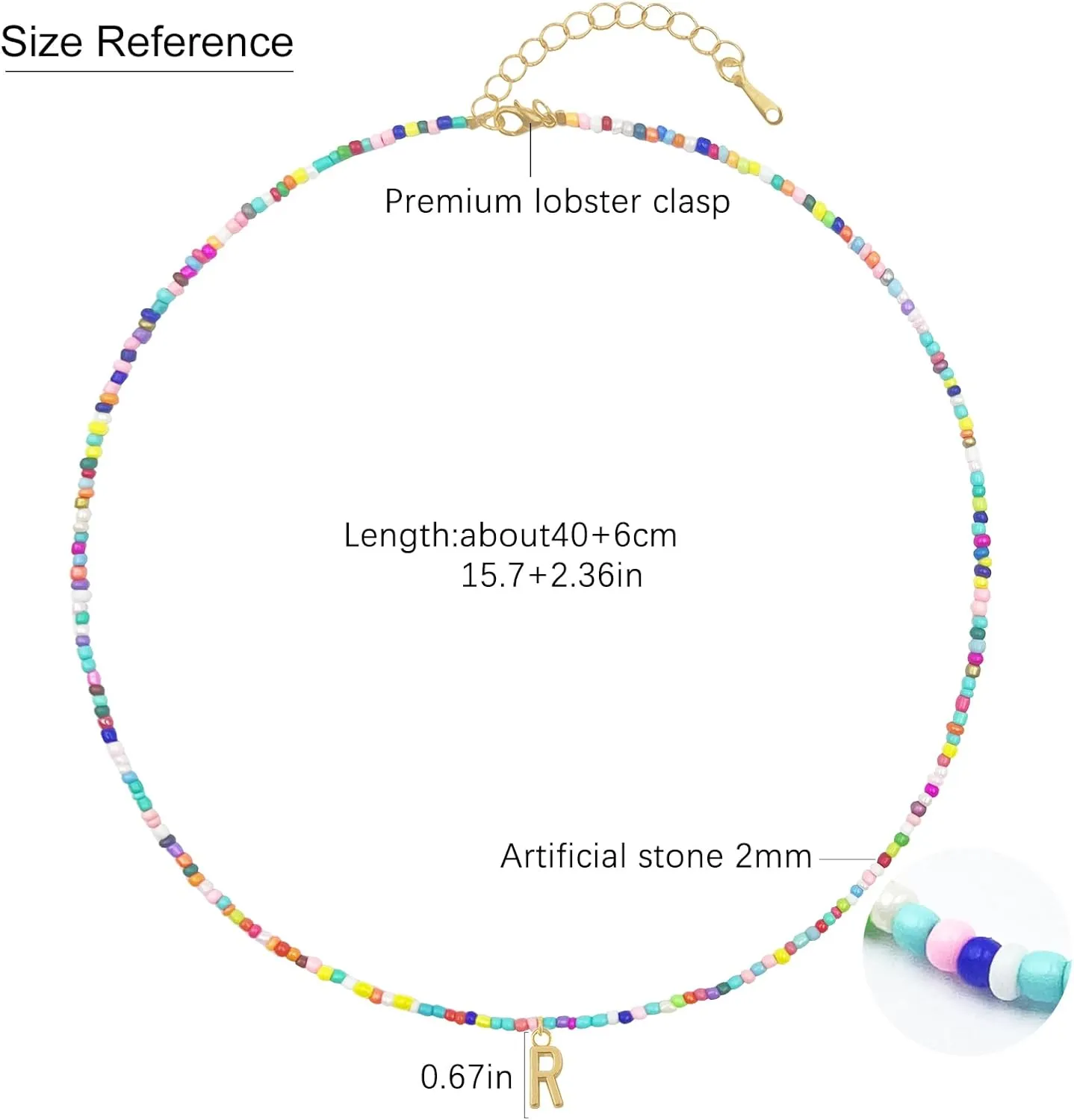 Colorful Beaded Initial Necklaces for Wowen Girls, Mother's Day Gifts for Mom from Daughter Son, Choker Necklace for Women, Gold Plated Name Letter Necklaces
