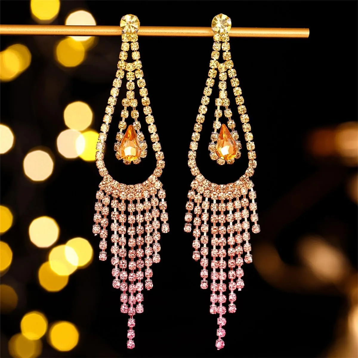 Colorful Rhinestone Long Tassel Drop Earrings Crystal Chandelier Wedding Party Prom Earrings Jewelry Gifts for Women Wedding Party Jewelry