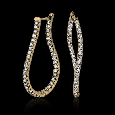 ZE209 Hoop Earring in 14k Gold with Diamonds Gorgeous Trinket Glittering Option