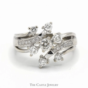 Special Moment Hypoallergenic Item 1cttw Free Form Diamond Cluster Ring in 14k White Gold