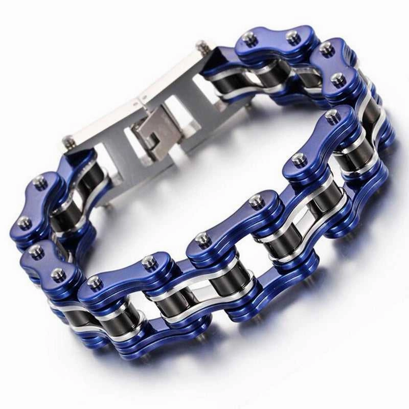 Cycolinks Blue, Silver & Black Bike Chain Bracelet Clear Unification