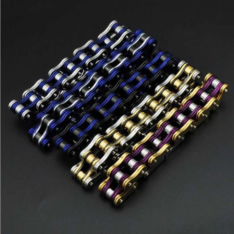Cycolinks Blue, Silver & Black Bike Chain Bracelet Adjustable Fit Spring Freshness