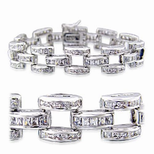 Statement Makers 32030 - Rhodium Brass Bracelet with AAA Grade CZ  in Clear