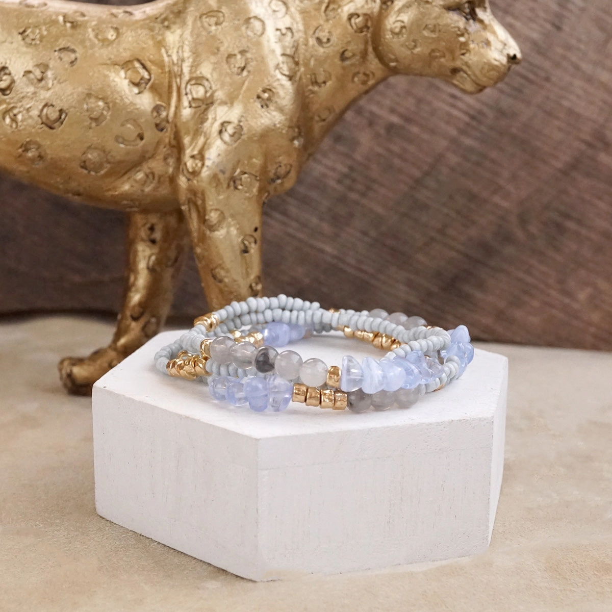 Boundless Vision Curved Silhouettes Sunwashed Layers ?C Dainty Beaded Bracelet Set (4pc)