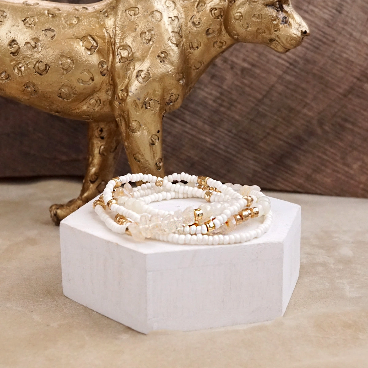 Favorable Outcome Sunwashed Layers ?C Dainty Beaded Bracelet Set (4pc)