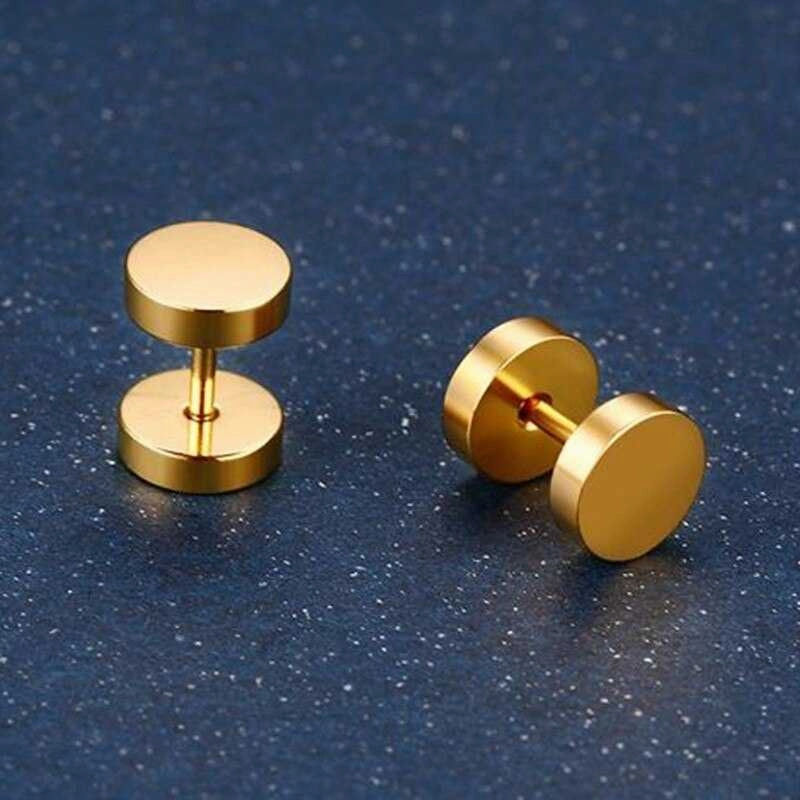 Secure look Polygonal Accessory Cycolinks Circle Stainless Steel Stud Earrings