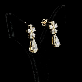 14K YELLOW GOLDHanging Earrings Polished Look Polygonal Jewelry