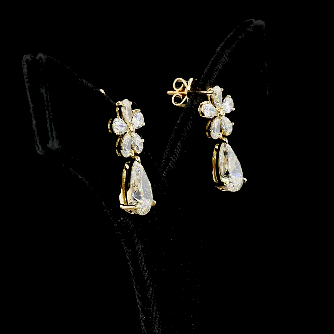 14K YELLOW GOLDHanging Earrings Polished Look Polygonal Jewelry