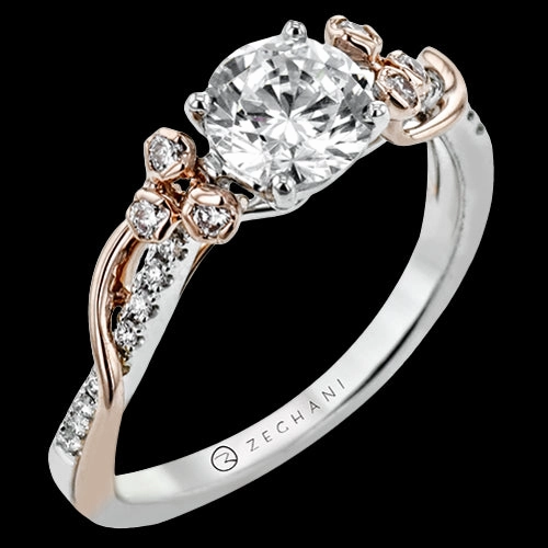 Relaxed Style ZR2185 Engagement Ring in 14k Gold with Diamonds