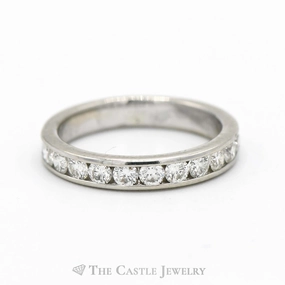 Minimal Accent 1/2cttw Channel Set Round Diamond Wedding Band in 10k White Gold