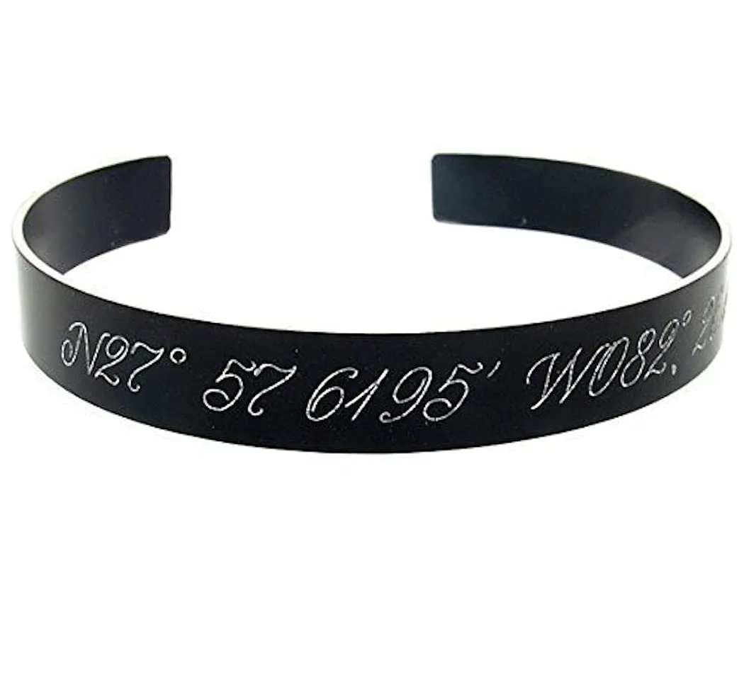 Coordinates Cuff Bracelet, Personalized GPS Latitude Longitude Bracelet, Black Cuff for Men, Custom Engraved Minimalist Bracelet, Mens Bracelet, Memorial Bracelets, Adjustable Cuff