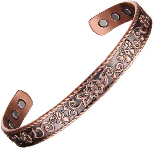 Copper Bracelets for Women, 6X Strength Magnetic Bracelets for Women, 99.99% Pure Copper Jewelry with Crystals & 3800 Gauss Neodymium Magnets, Adjustable