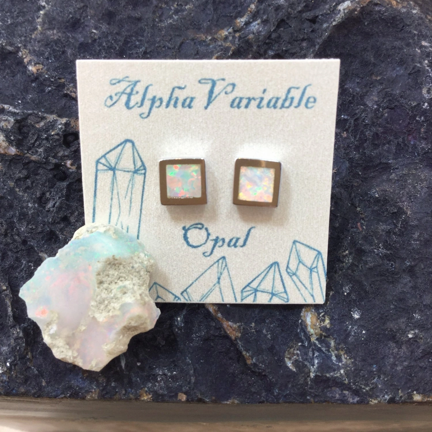 Sterling Silver Opal Earrings Linear Item