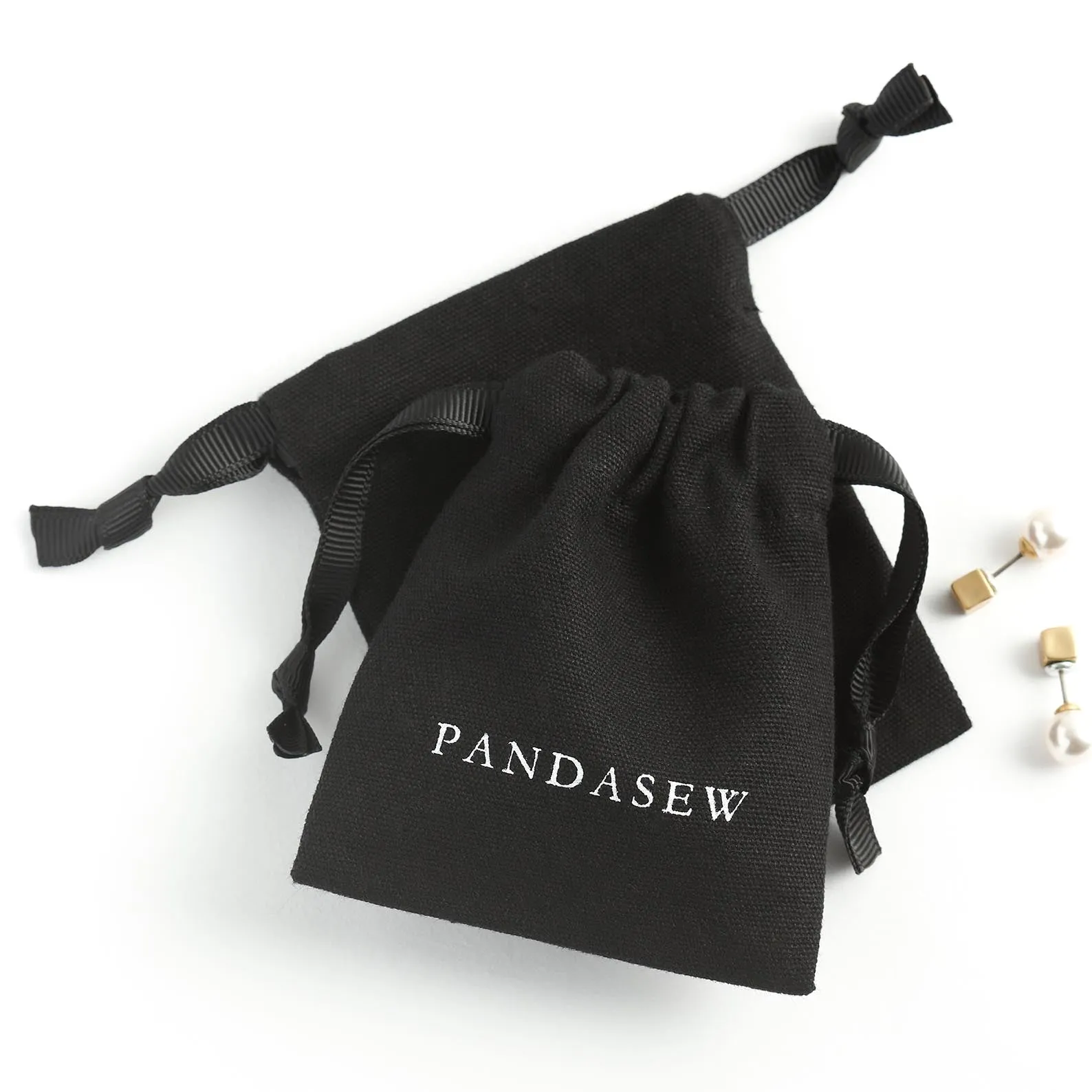 Cotton Canvas Jewelry Pouch drawstring canvas bag Custom Logo wedding favor pouch 50pcs CAV-101