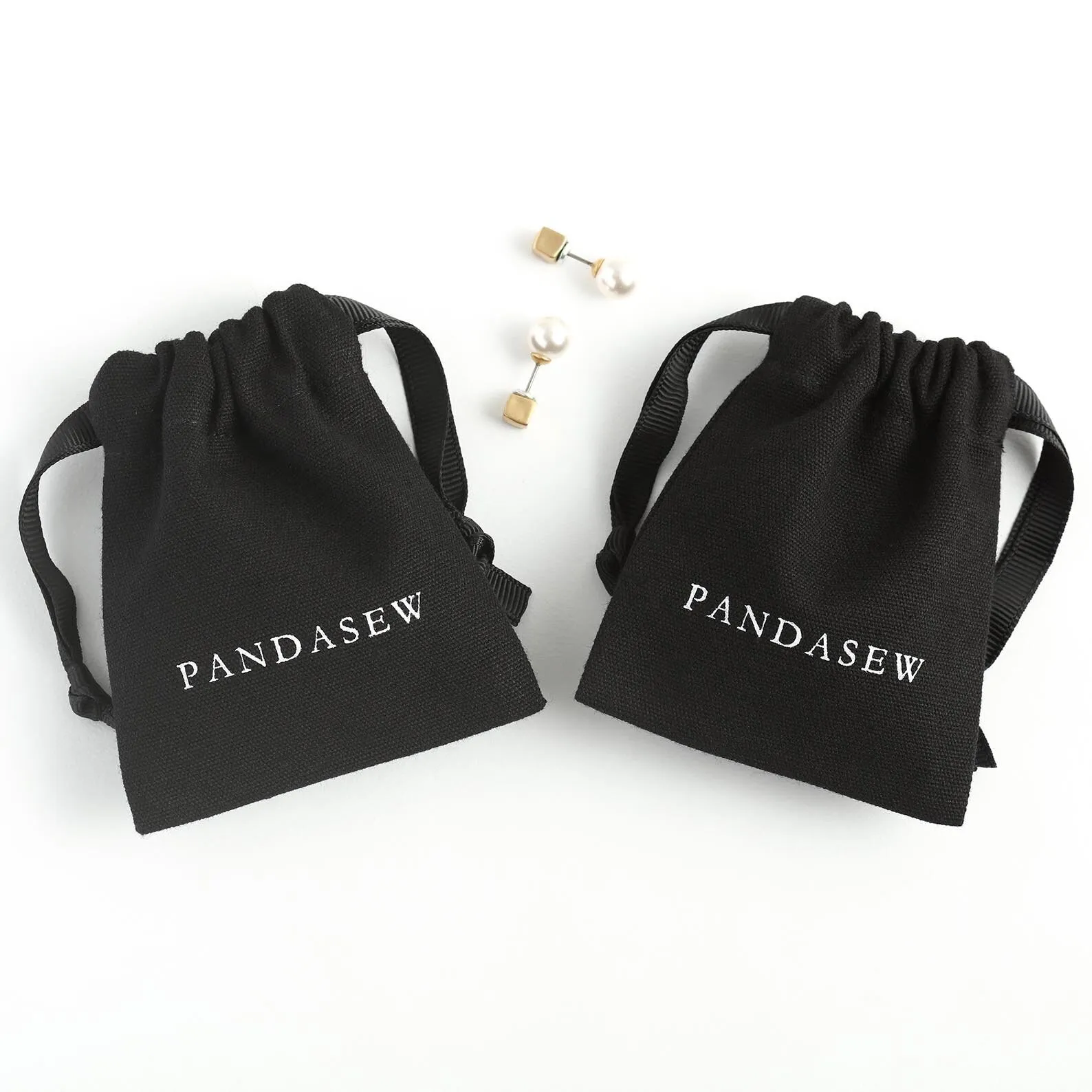 Cotton Canvas Jewelry Pouch drawstring canvas bag Custom Logo wedding favor pouch 50pcs CAV-101