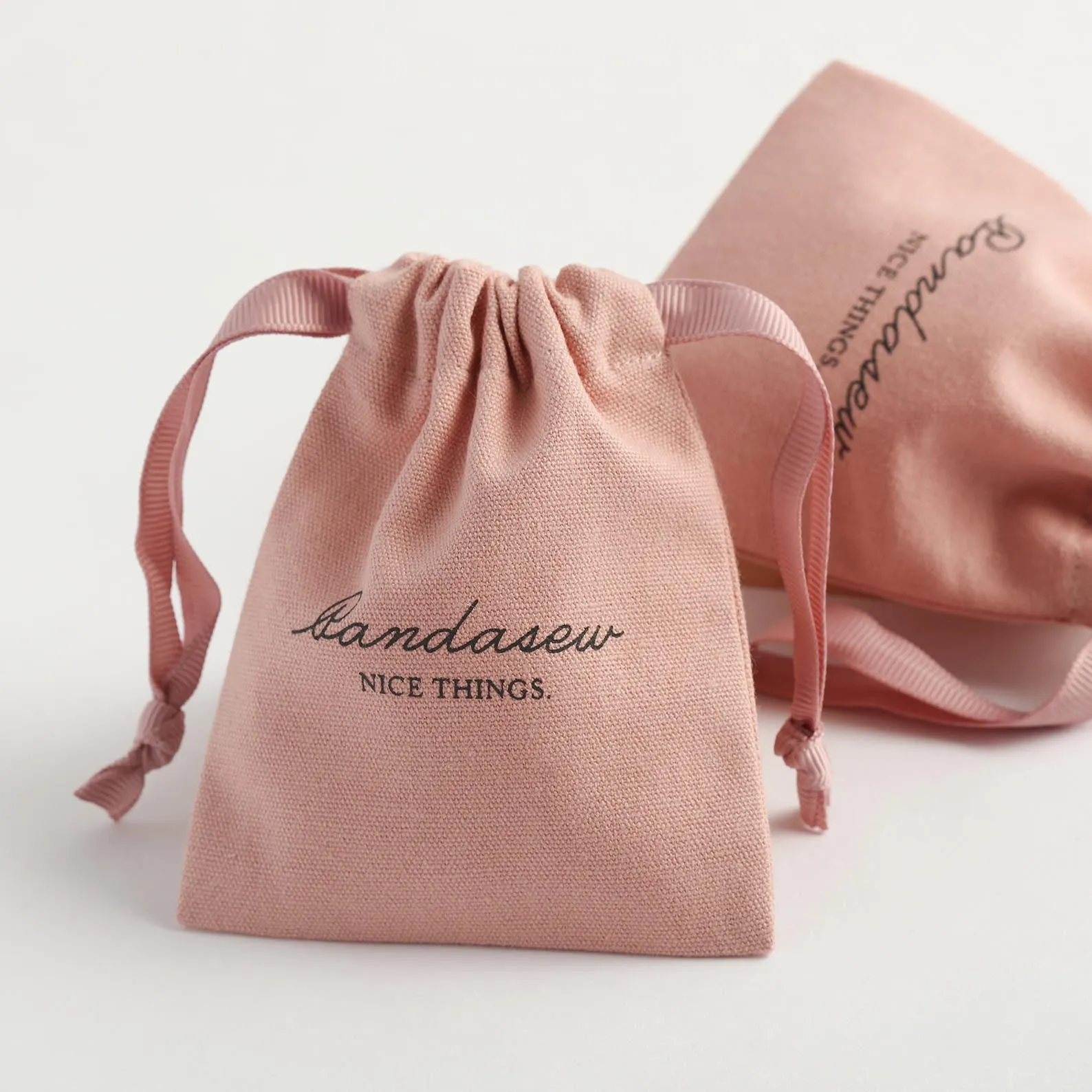 Cotton Canvas Jewelry Pouch drawstring canvas bag Custom Logo wedding favor pouch 50pcs CAV-101