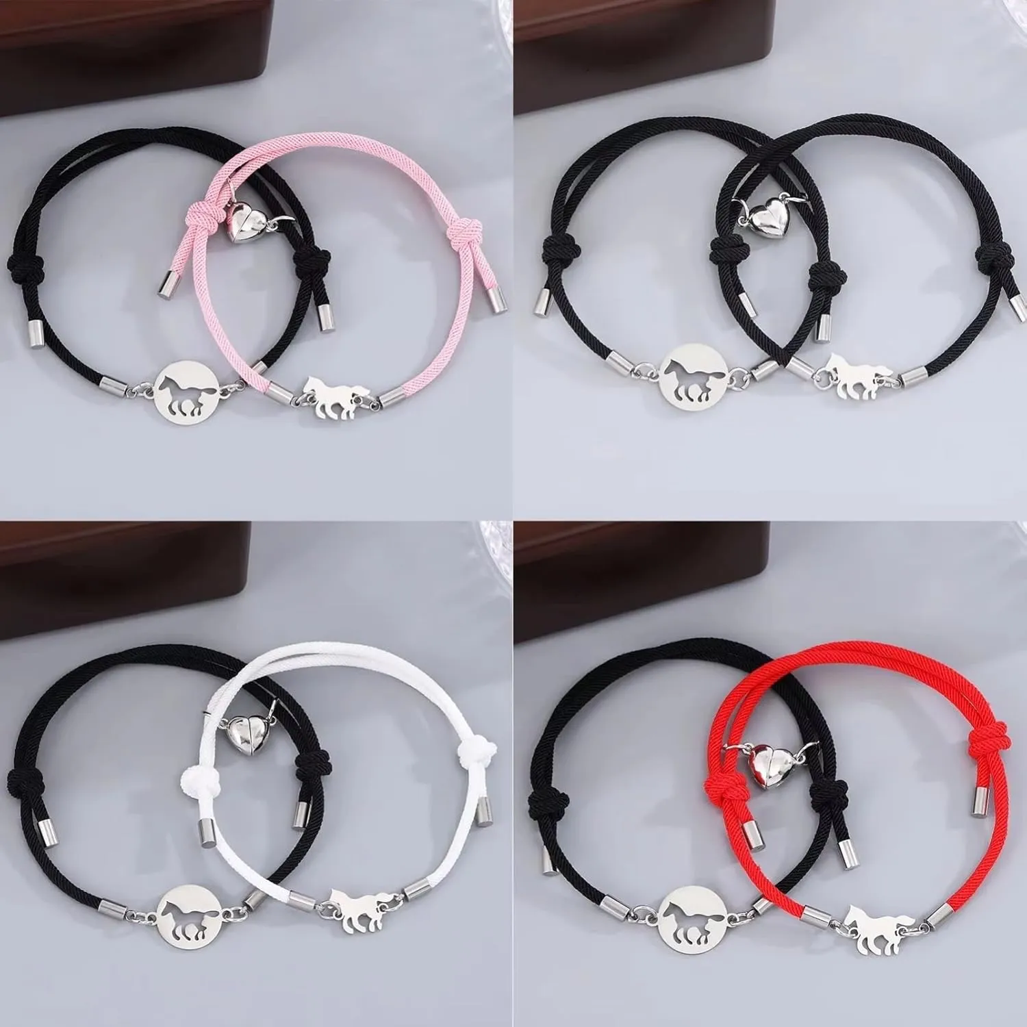 Couple Bracelets for Unisex Love Pony Matching Bracelets Adjustable Hand Rope Jewelry Gifts