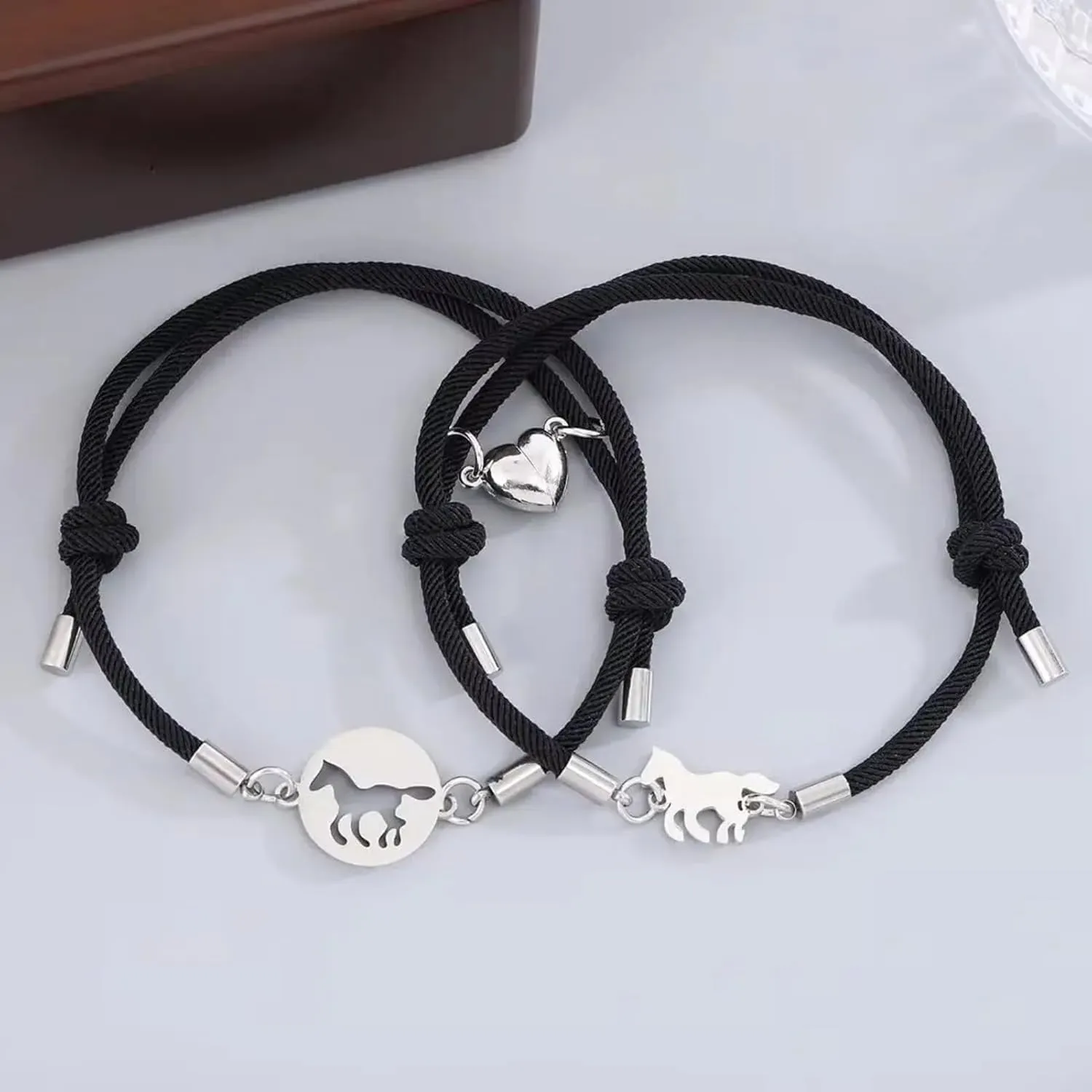 Couple Bracelets for Unisex Love Pony Matching Bracelets Adjustable Hand Rope Jewelry Gifts