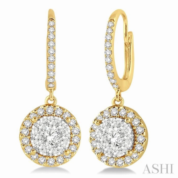 3/8 ctw Round Cut Diamond Lovebright Earrings in 14K Yellow and White Gold Clean Detail Modern Sparkle