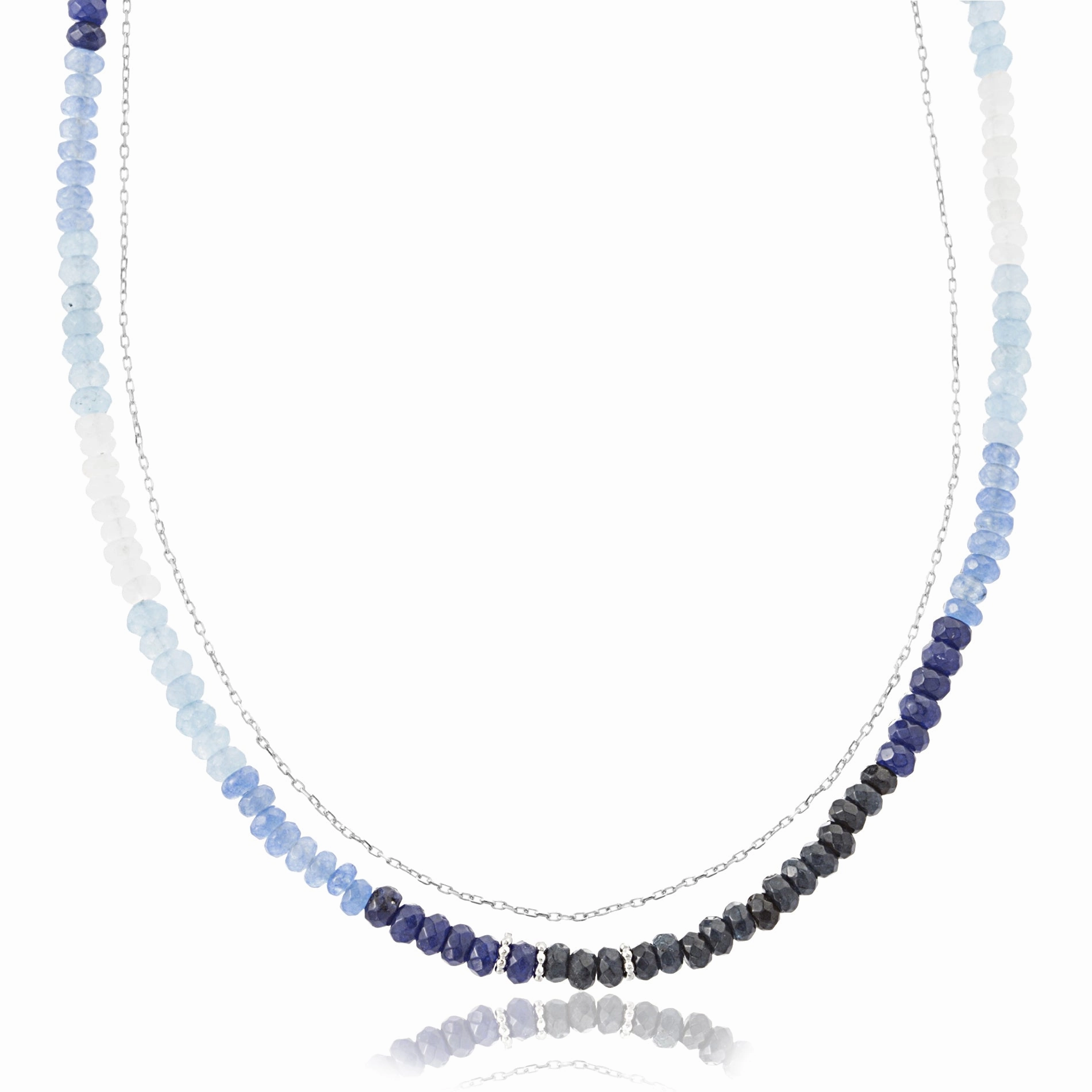 fresh start Common Accessory Lesa Michele Beaded Adjustable Necklace in Rhodium Plated Sterling Silver
