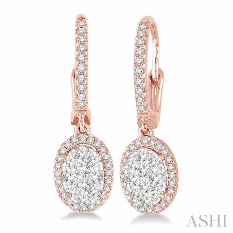 Everyday Mood Seasonal Finish 3/8 ctw Oval Shape Diamond Lovebright Earrings in 14K Rose and White Gold