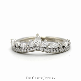 Artisan Symbol Crown Designed 1/2cttw Marquise, Pear & Round Cut Diamond Neil Lane Designer Band in 14k White Gold
