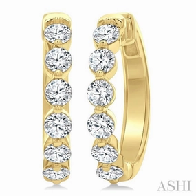 1 1/2 Ctw Prong Set Round Cut Diamond Hoop Earrings in 14K Yellow gold Timeless Shine Jewelry