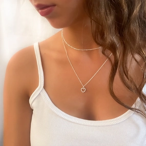 Cubic Zirconia Heart Frame Necklace Elegant Style