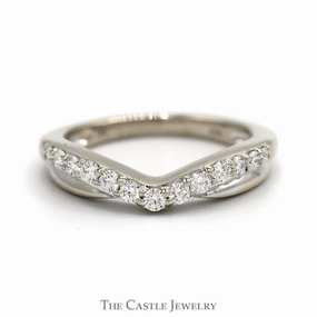 Curved Diamond Wedding Band in 18k White Gold Showcase Example