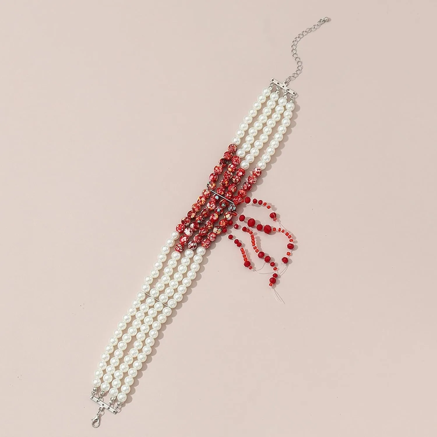 Custom Chain Imitation Pearls Halloween Party Choker Necklace Party Costume Gothic Style Blood Stained Pearls