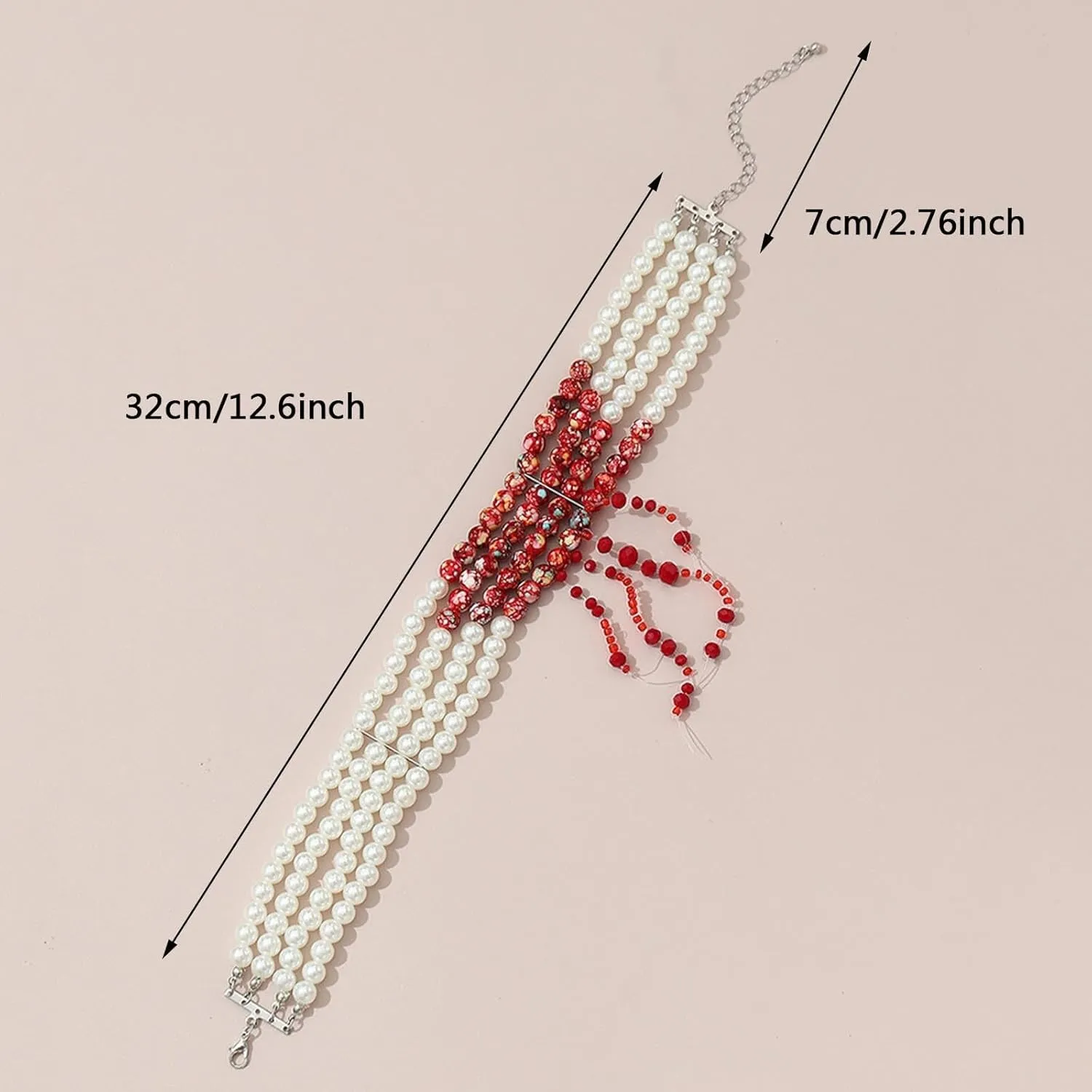 Custom Chain Imitation Pearls Halloween Party Choker Necklace Party Costume Gothic Style Blood Stained Pearls