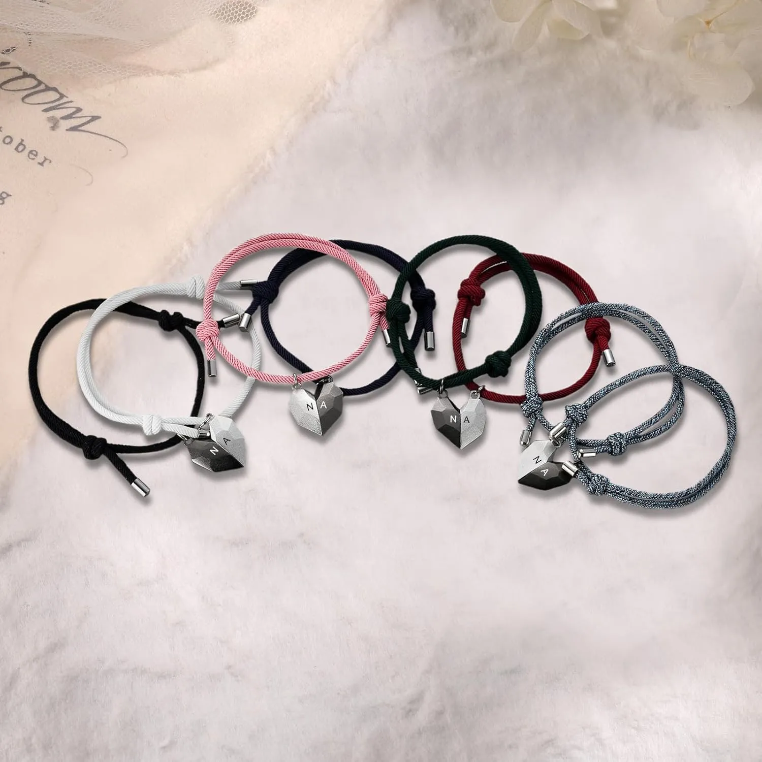 Custom Couple Bracelets - Adjustable Relationship Bracelets, Matching Braided Bracelets for Newlywed Couples