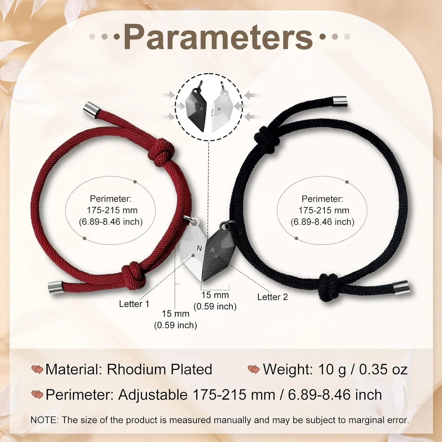 Custom Couple Bracelets - Adjustable Relationship Bracelets, Matching Braided Bracelets for Newlywed Couples