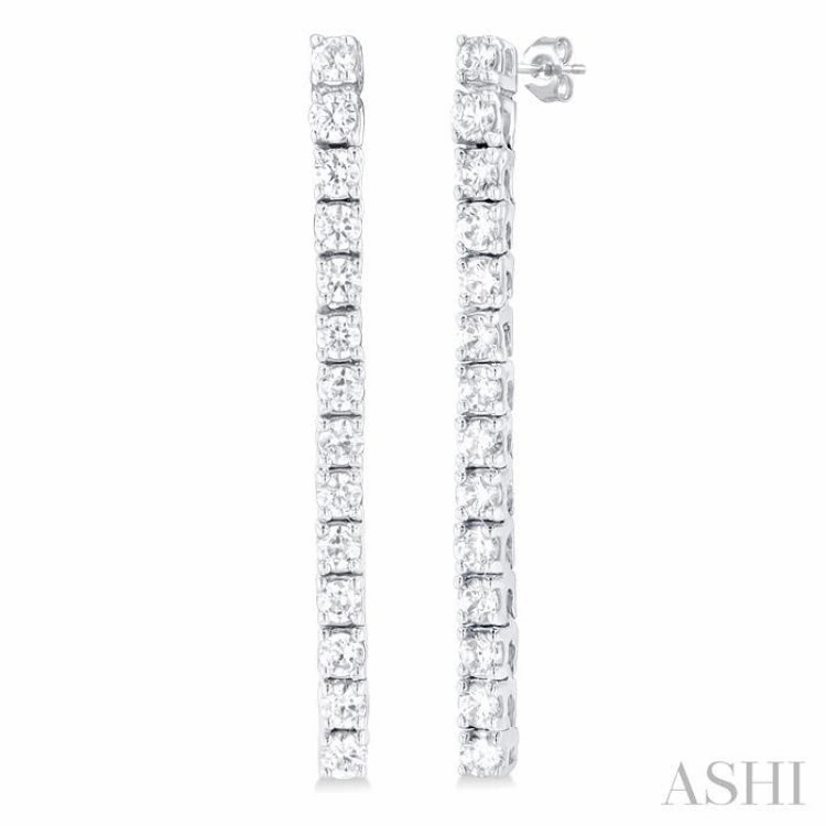 1/2 Ctw Single Line Drop Round Cut Diamond Tennis Earring in 14K White Gold Vibrant Look Everyday Glow