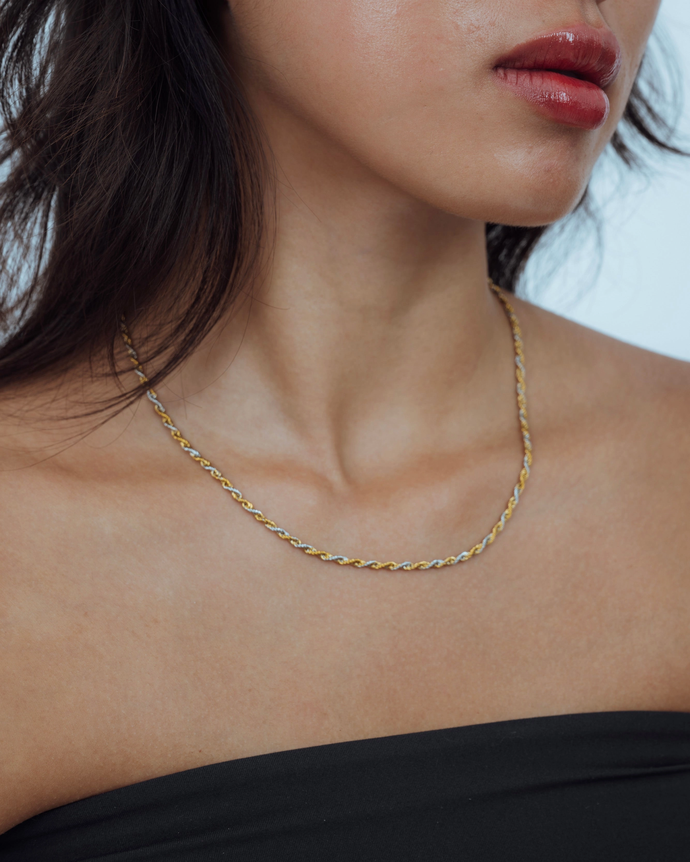 Two Toned Rope Chain Necklace Festival Gift