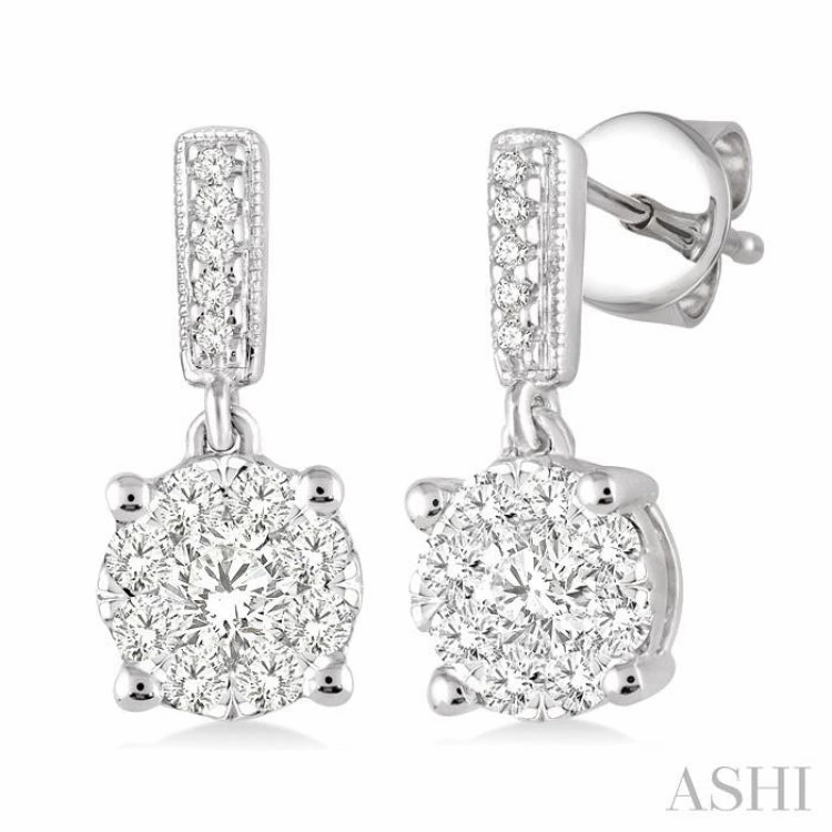 Everyday Chic 1/2 Ctw Lovebright Round Cut Diamond Earrings in 14K White Gold